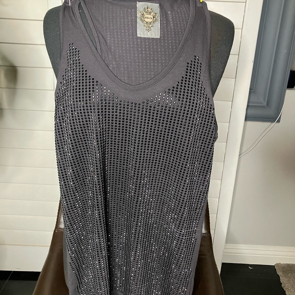 Gray Embellished Women's Tank Top